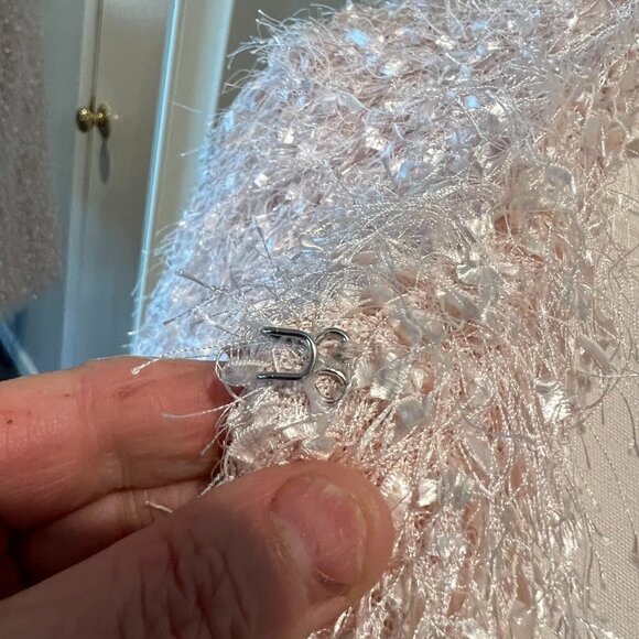 Alfani Silver Peony Pink confetti fringe jacket, Size Medium - Picture 6 of 12